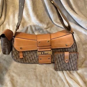 Tan and brown authentic Dior handbag.